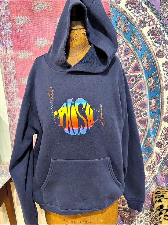 Phish Tops - Phish VTG Classic Rainbow Logo Hoodie Graphic Blue